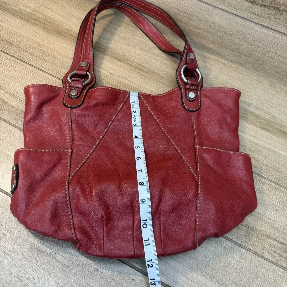 Vintage Tignanello Red Leather Bucket Bag Slouchy Hobo Shoulder Purse Large